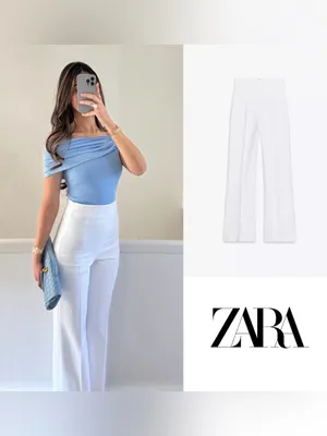 Zara White Ultra High Rise Wide Leg Legged Trousers Pants Luxury Tall thumbnail 8