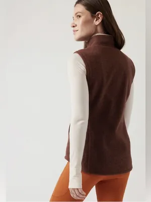 Athleta Stroll Fleece Moto Vest size‎ xs Rust Orange thumbnail 3