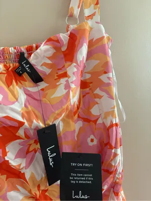 Lulus Ashlea Orange Floral Sweetheart Mini Dress Size Medium Sleeveless Beach thumbnail 6