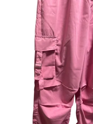 Boutique Wide Leg Cargo Pants Pink Size XL Y2K Rave Summer Retro Coastal Casual Minimalis thumbnail 7