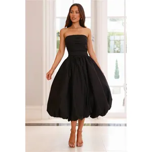 NWT!! HELLO MOLLY Upon A Cloud Strapless Bubble Midi Dress Solid Black X-Small‎ thumbnail 15