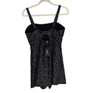 DACI Classic Fashion Collection Black White Polka Dot Square‎ Neck Mini Dress L thumbnail 10