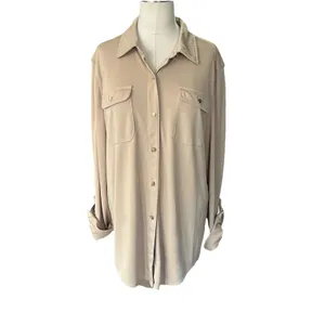 Polo Ralph Lauren Classic Utility Shirt Womens XL Tan Button Down Workshirt thumbnail 10