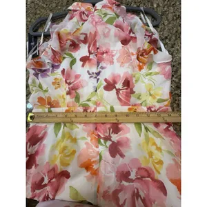 Betsy & Adam Pink Multi Floral Printed Chiffon Gown Size 4 $259 thumbnail 9