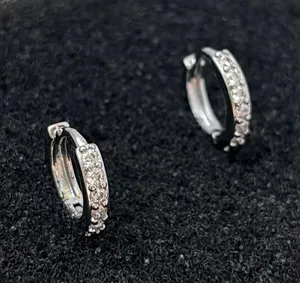 12mm CZ Small Hoop Earrings for Men Women Streetwear Punk Hip Hop Unisex Earring thumbnail 1