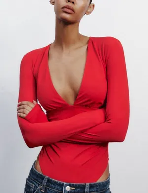 ZARA Bodysuit red thumbnail 1