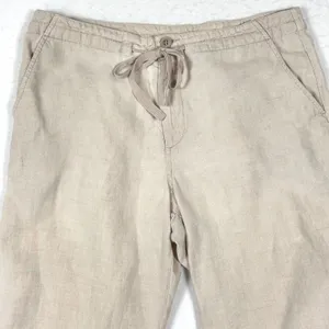 VTG GAP 100% Linen Pants Women's Wide Leg Drawstring Trousers Beige Tan Size 10‎ thumbnail 3
