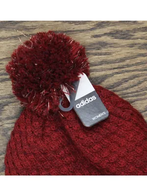 NWT Adidas Twilight II 9" Lurex Ballie Pom Beanie 5149158 Active Maroon Red OSFA thumbnail 4