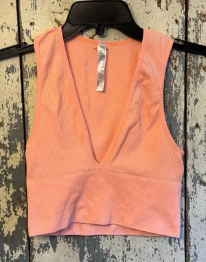 Out from Under Orange ribbed cropped tank, size small thumbnail 1