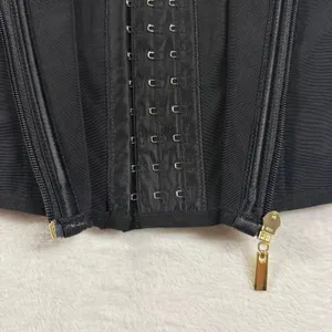 Supportive S Waist Trainer Vest Corset Shaper Black Zipped Slim Boning Goth Moto thumbnail 4