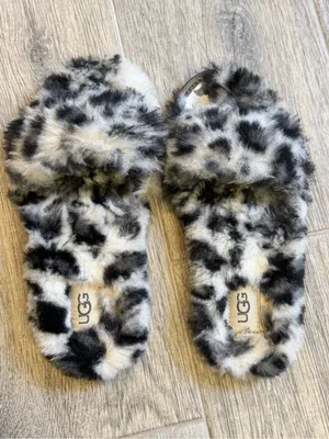 UGG Women's Fluff Slide II Leopard Sheepskin Slippers Size US 5 UK 3 thumbnail 2