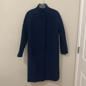 Blue long wool blend pea coat winter jacket! Size 6R! thumbnail 7