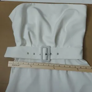 SheIn Boohoo Bandeau Woven Belted Midi Ivory Sheath Dress 6 Party Coquette Girl NEW thumbnail 7