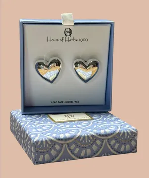 House of Harlow 1960 Heart Shaped Silver Tone Earrings thumbnail 1