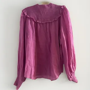 Karlie‎ Large Pink Linen Smock Top Button Up Long Sleeve Lightweight Ruffle NWOT thumbnail 8