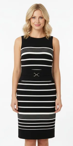 Striped Sleeveless Woven Knit Shift Dress From White House Black Market 8 thumbnail 1