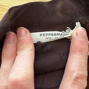 Peppermayo - Cool To Be Kind Mesh Dress in Chocolate Monogram in Dark Brown thumbnail 5