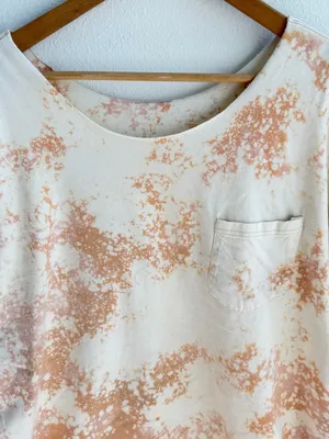 Bleached grunge off the shoulder pocket tee Tan Size XL thumbnail 2