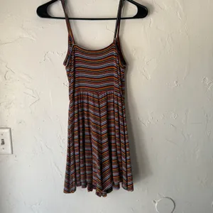 GARAGE Striped Cami Babydoll Top‎ Ruched Spaghetti Strap Rainbow P/S Grunge thumbnail 9
