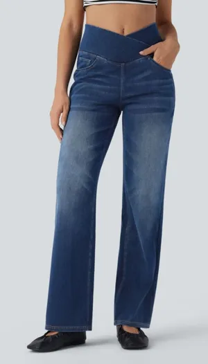 Halara Crossover High Waisted Tummy Control Casual Straight Leg Size Small thumbnail 1