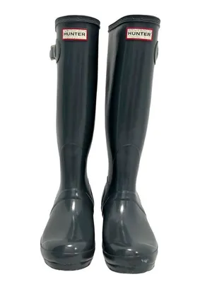 HUNTER Original Tall Gloss Rain Boots in Gray Women’s Size 7 thumbnail 2