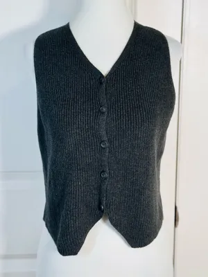 Universal Threads Sweater Vest M Grey Ribbed Button Front 90s Minimalist Preppy thumbnail 2