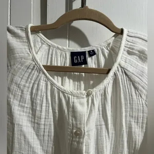 GAP White Puff Sleeve Blouse with Bib Collar thumbnail 2