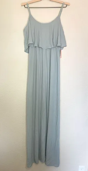 NWT Show Me Your Mumu Caitlin Ruffle Maxi Dress Silver Sage Green Size S thumbnail 4