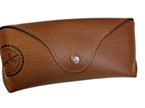 Ray-Ban Brown Faux Leather Sunglasses Case With Button Closure & Black Lining thumbnail 1