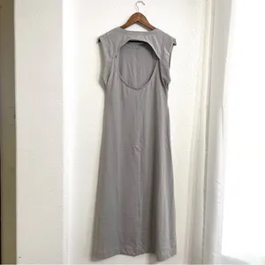 FP Beach Free People Womens Dress Gray Grey Maxi Cut Out Back Cotton Size Small thumbnail 2