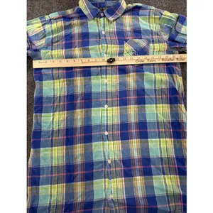 Lauren Ralph Lauren Madras Plaid Shirt Womens M Blue Green Pink RL Monogram thumbnail 5