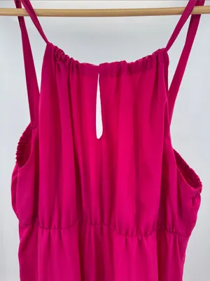 Old Navy Hot Pink Orange Maxi Dress Colorblock L halter style beach vacation thumbnail 3