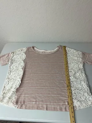 Free People We the Free Boho Cottage Floral Crochet Side Panel Blouse Size Large thumbnail 5