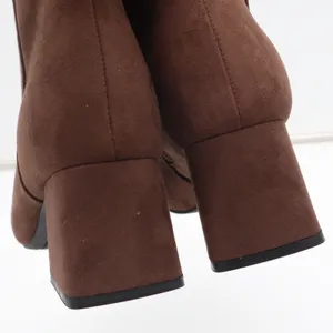 Old Navy Mod Bootie Brown Faux Suede Square Toe Block Heel Ankle Boots 8 thumbnail 8
