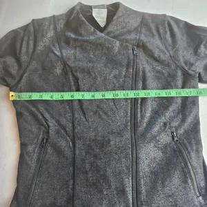 New Balance -911‎ Metallic Black Asymmetrical Zip Moto Athleisure Jacket Size M thumbnail 5