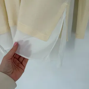 Lauren Ralph Lauren Sweater Women PS Cream Silk Blend Layered‎ Preppy Minimalist thumbnail 9