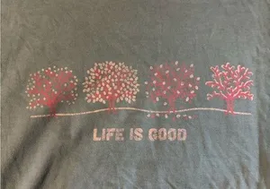 Life is Good T shirt Blue with Pink Trees thumbnail 2