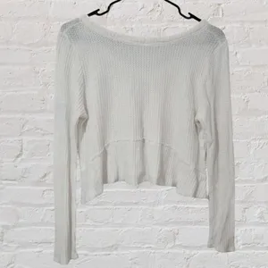 Lazy Sundays White Waffle Knit Long Sleeve Crop Top Size Small thumbnail 3
