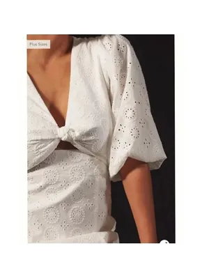 NWT Hutch Anthropologie White Eyelet Cutout Maxi Dress Puff Sleeve Women’s 12 P thumbnail 15