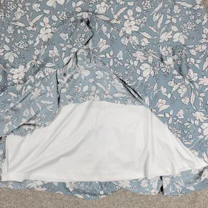 Udel New York Dress Womens M Blue Floral Smocked Puff Sleeve Cottagecore Maxi thumbnail 15
