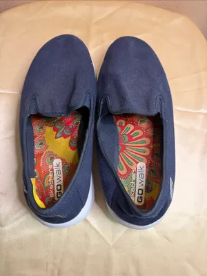 Skechers Kids Slip-On Sneakers in Navy with Yellow Liner thumbnail 2