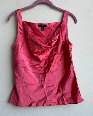 Vintage Silk Cowl Drape Neck Camisole Y2K Tank Pink Office Wear Size 6 Small thumbnail 1