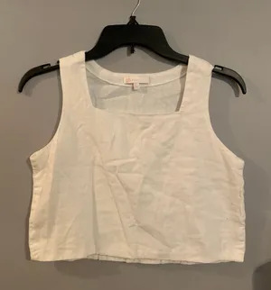Gianni Bini White Linen Top thumbnail 1