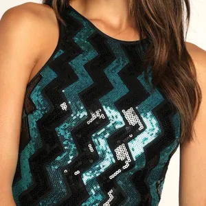 NWT Lulus Time to Dazzle Teal Sequin Backless Mini Bodycon‎ Dress Size MEDIUM thumbnail 2