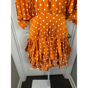Nasty Gal Orange Polka‎ Dot Ruffle Mini Dress Open Back NWT Romantic Feminine thumbnail 5