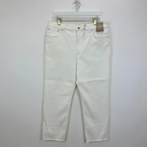 Madewell 90s Straight Crop Jean Tile White High Rise Raw Hem Women US 32 NWT thumbnail 7
