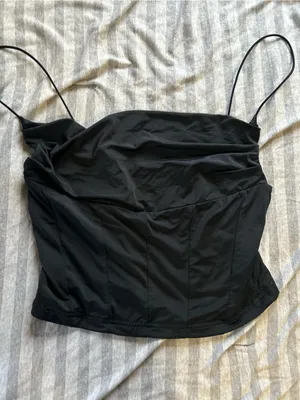 White Fox Boutique Black Spaghetti Strap Crop Top thumbnail 2