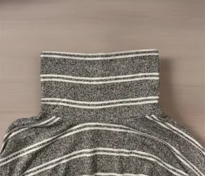 🌬️ Caution To The Wind Gray w/ White Stripes Turtleneck Top thumbnail 5