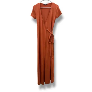 Lulus Evolve Rust Orange Short Sleeve Wrap‎ Maxi Dress Sz S thumbnail 3