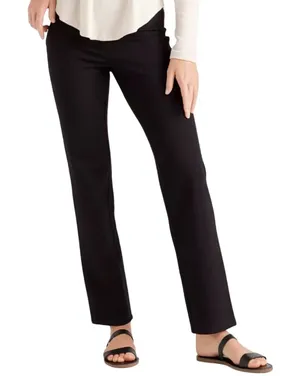 Quince‎ Women's Black Ultra-Stretch Ponte Pants Straight Leg Sz Small NWT thumbnail 1